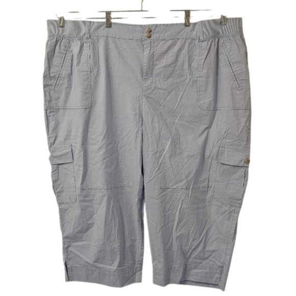 Penningtons Pants - Blue Penningtons Women's Ribbed Waistband Cotton Capri Pants